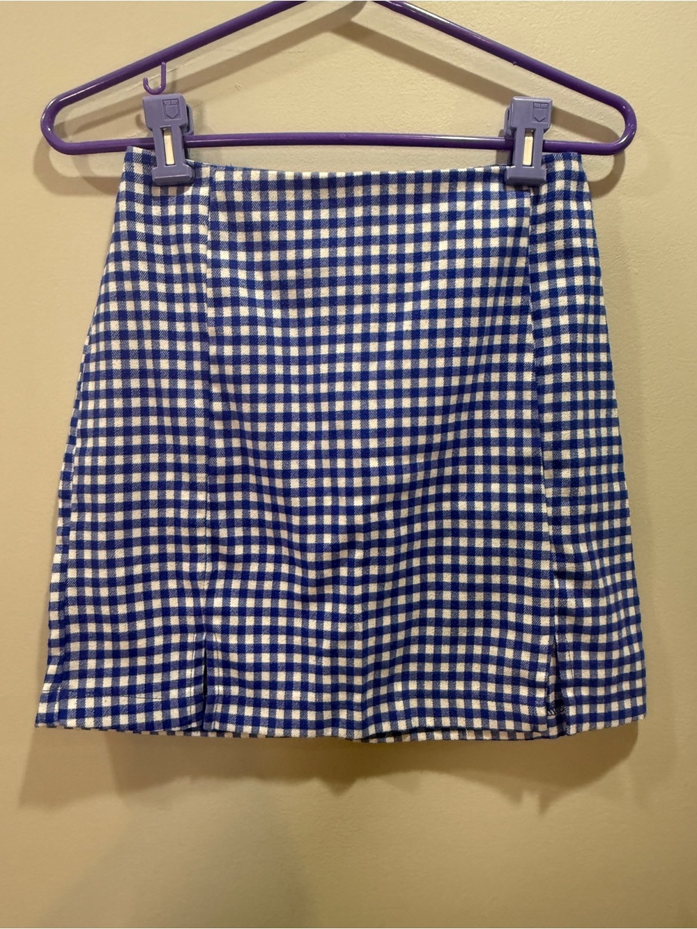 love on a hanger Blue and White Gingham Mini Skirt